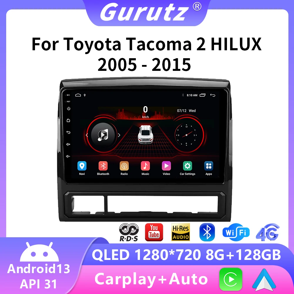 

2Din 9" Android13 Car Radio Video Player For Toyota Tacoma 2 HILUX 2005-2013 DSP RDS Carplay 4G WIFI BT GPS Head Unit Stereo DVD