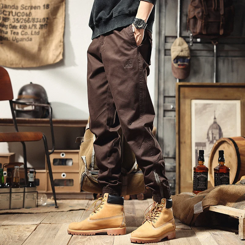 

American Retro Work Pants Men Summer Loose Straight New 2023 Harlan Men's Trendy Casual Pants Cuffed Faionable Youthful Sle
