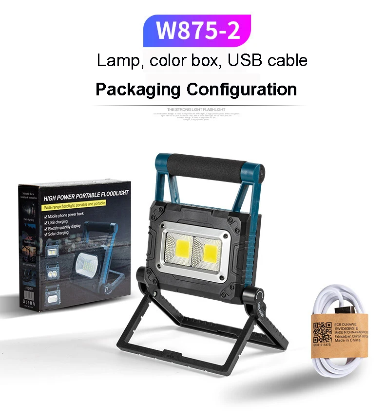 Focos solares portátiles, luz de trabajo potente con carga USB, foco impermeable, reflector plegable para acampar al aire libre