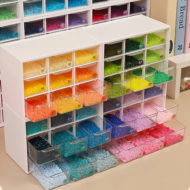 Image of Desktop-Organizer mit 9 Fächern, transparente kleine Schublade, unterteilter Studentenschreibtisch, wandmontierte Aufbewahrungsbox für Kleinigkeiten, niedlich