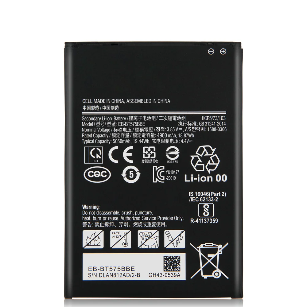 New Replacement Battery EB-BT575BBE For Samsung Galaxy Tab Active 3 SM-T570 SM-T575 GH43-05039A 5050mAh