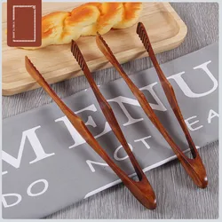 Wooden Cooking Kitchen Tongs Food BBQ Tool Salad Bacon Steak Bread Cake Clip