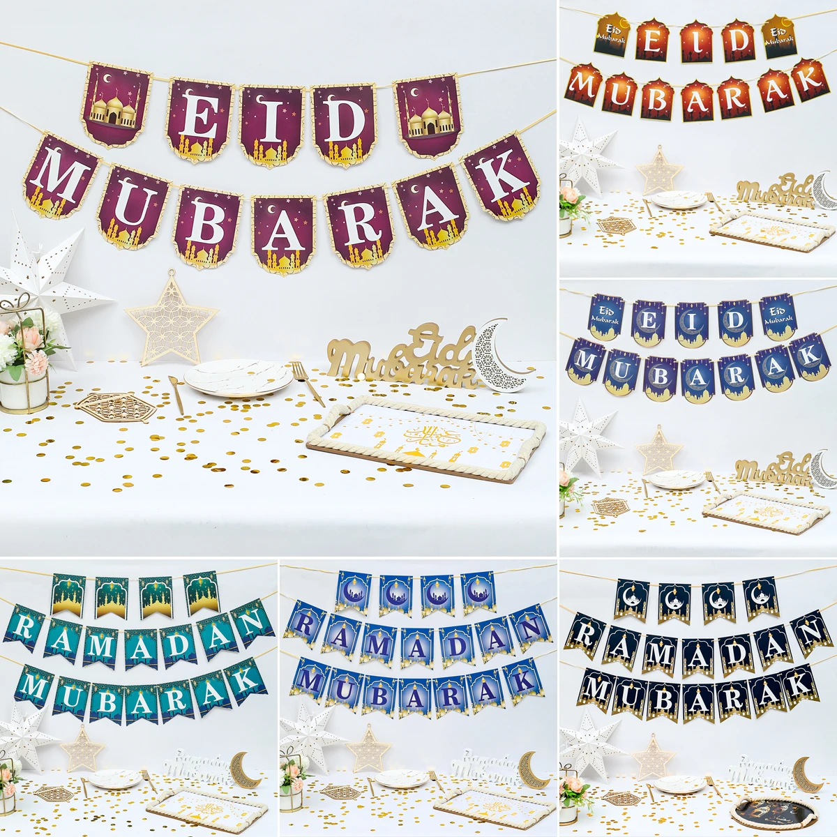 

2024 Eid Mubarak Decor Banner Ramadan Mubarak Banner Kareem Ramadan Decoration for Home Islamic Muslim Party Decor Eid Al Adha