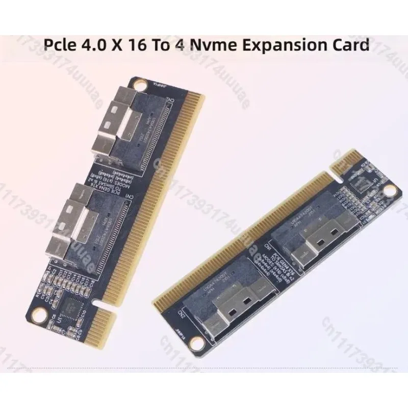 PCIe 4.0 x16 to 4 Port NVMe Expansion Card SlimSAS 8i SFF-8654 Adapter for Graphics Card and Hard Disk Storage