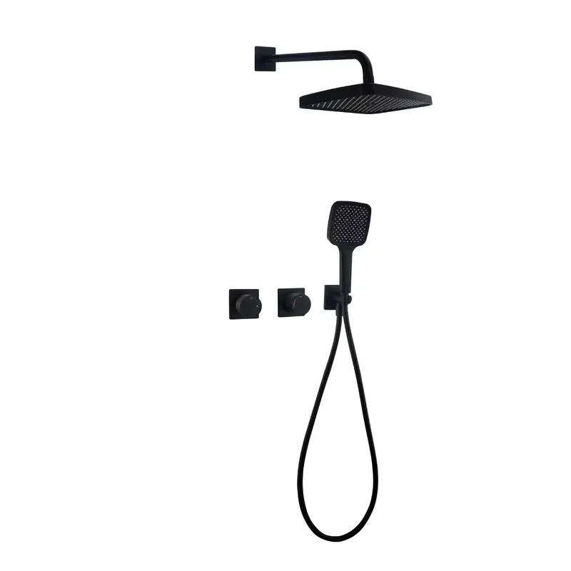 Luxurious Black Wall-Mounted Concealed Shower Set Full Home Bath & Faucet with Elegant Simplicity view 6