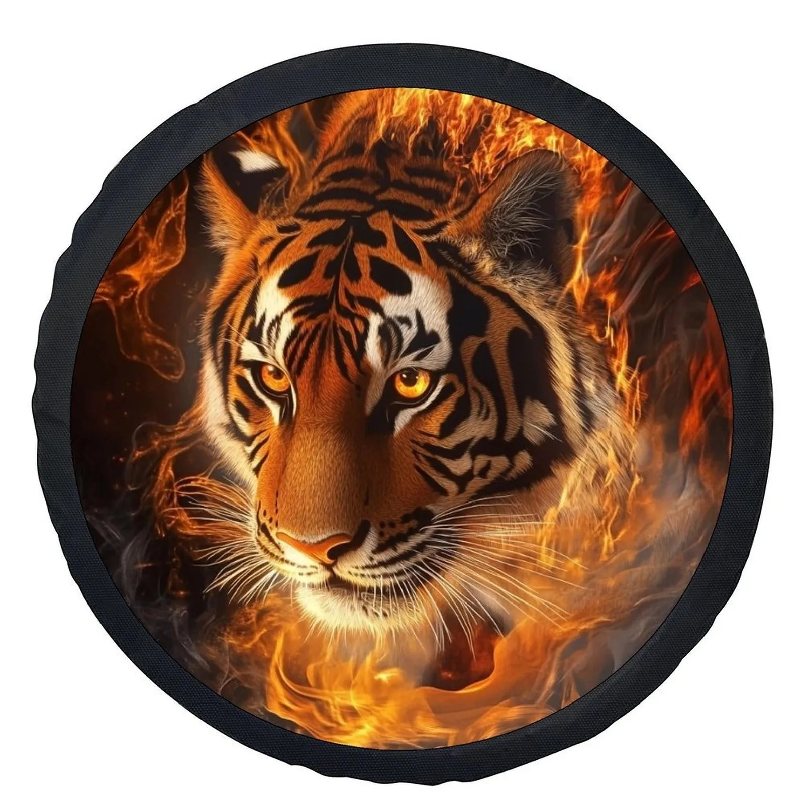 Flaming Tiger Head Tire Cover Universal Wheel Protector Spare Tire Carrier for Vehicle