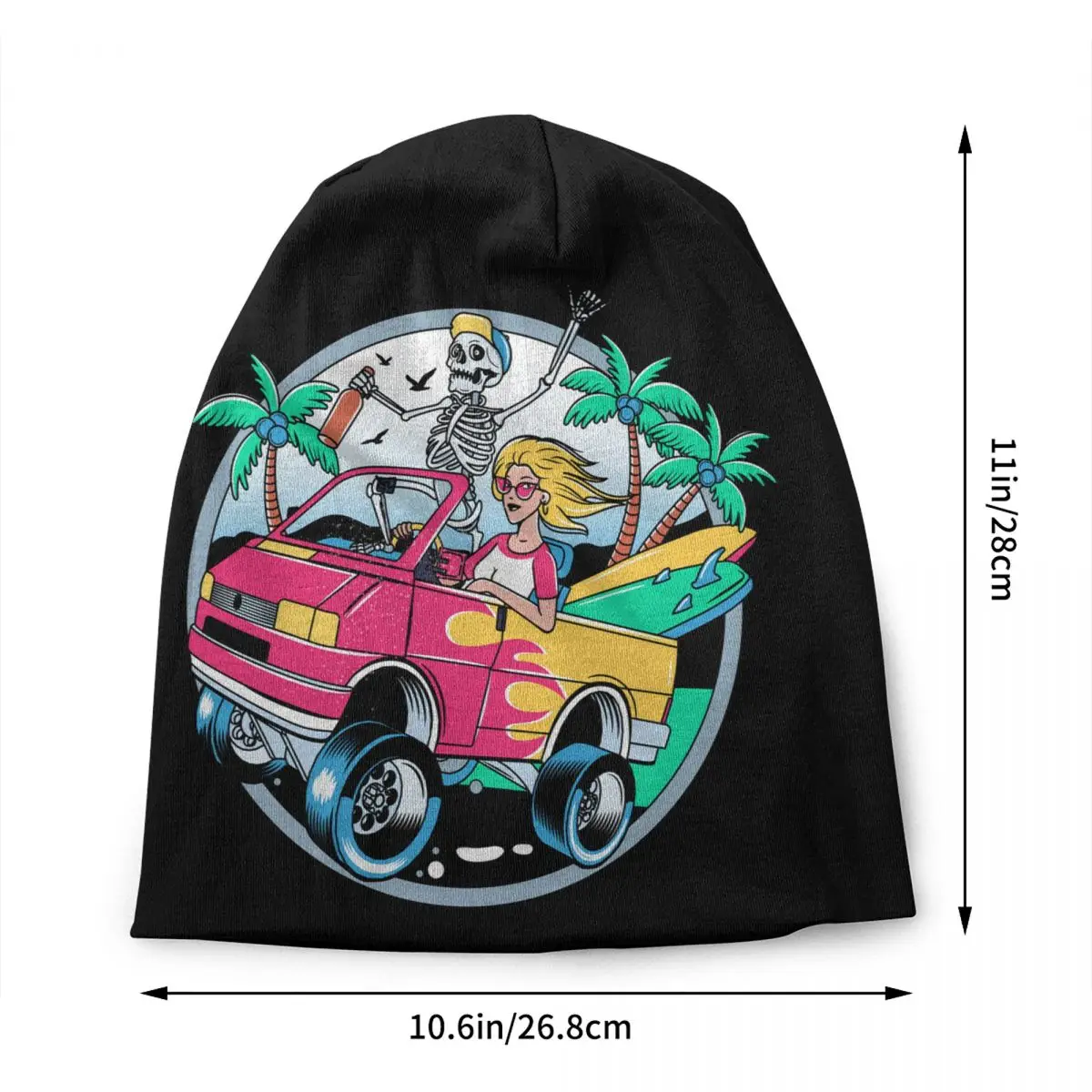 Custom Summer Surf Rider Skull Surfing Skullies Beanies Caps Streetwear Winter Women Men Knitting Hats Adult Unisex Bonnet Hats