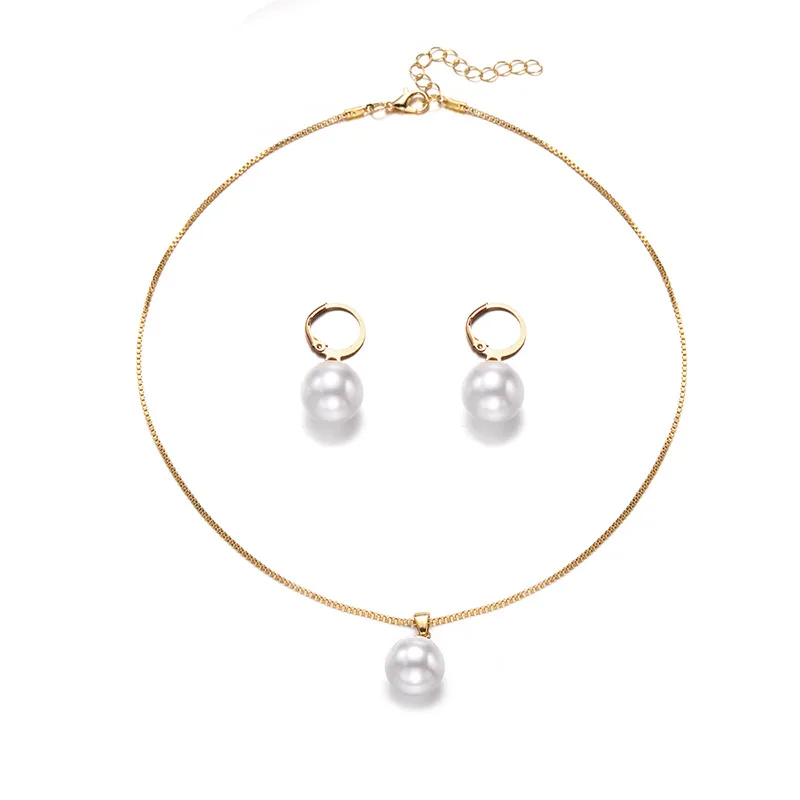 

Fashion Pearl Pendant, Alloy Light Luxury Pearl Earrings Earrings Necklace Set