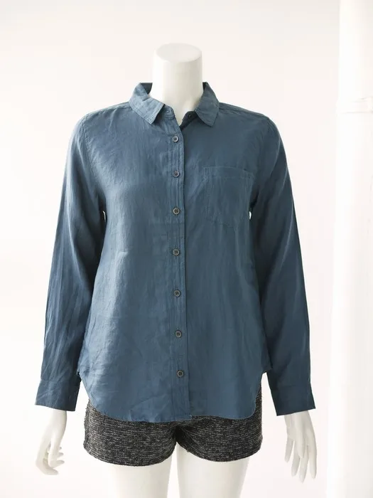 

Amoment l Sle Basic Collar Full Linen irt Multi-Color Ele Straight Tube Women's Long Sve Breathable Skin-Fri...