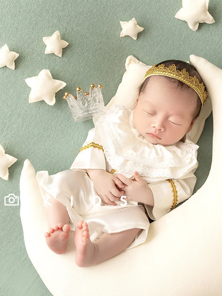 Accesorios de fotografía para recién nacido, almohada de Luna y corona, Fondo de punto de foto de luna llena para bebé, manta, disfraz de bebé, 아기 코프레 레