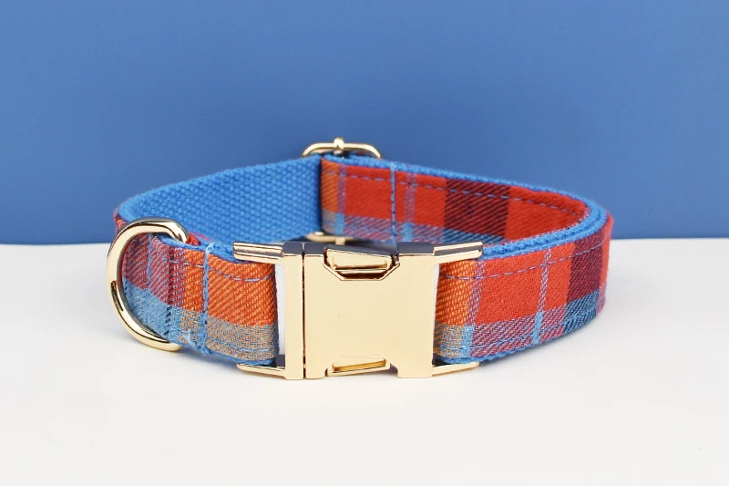 Neu eingetroffen: Personalisiertes Designer-Logo, graues Gitter auf weichem Baumwoll-Hundehalsband, Leinen, Geschirr, Kotbeutelhalter, Schleifen-Set Grid11 – Detail 2