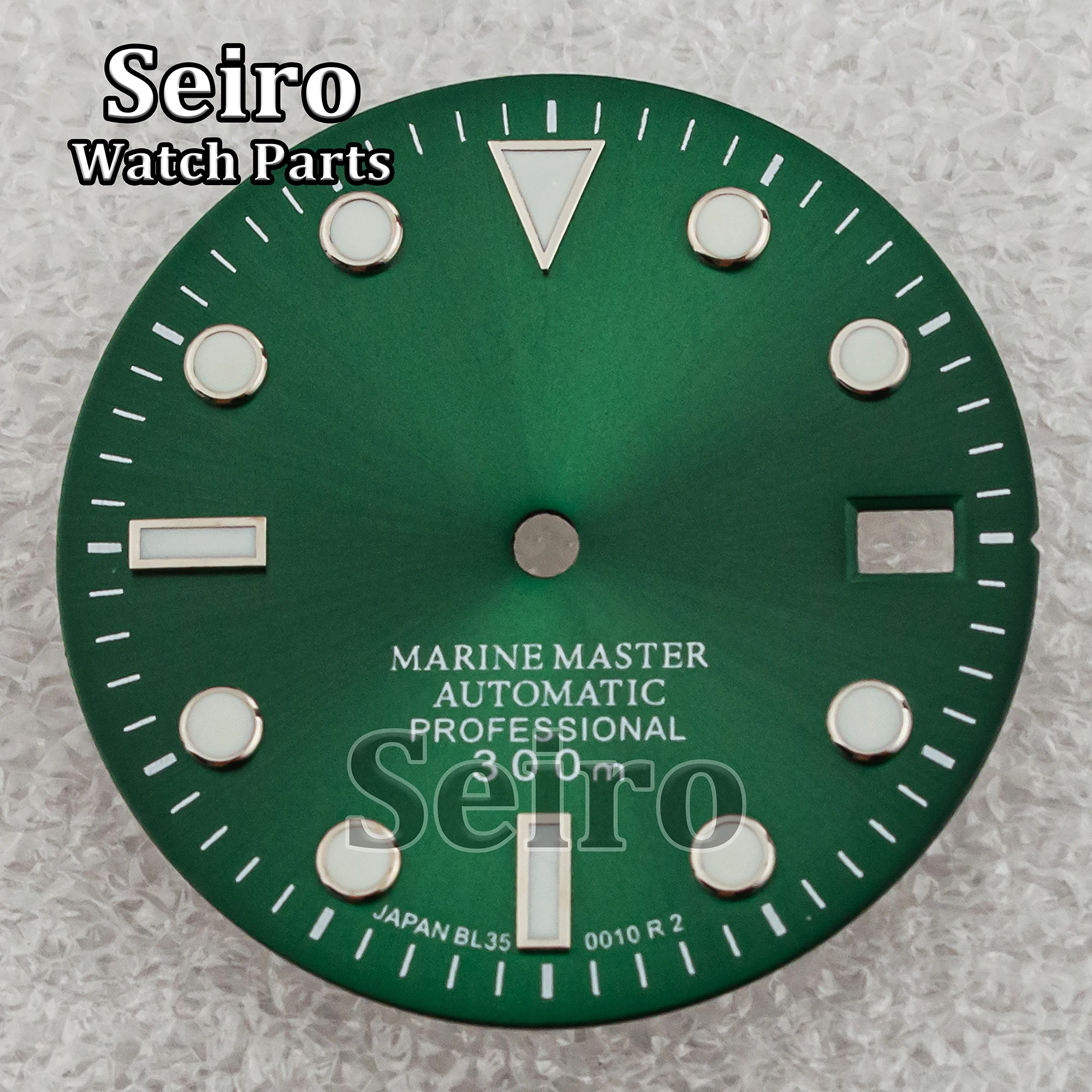 Seiro NH35 Dial 28.5mm Watch Face Hands Green Luminous Dial for MOD SUB NH35 NH36 Movement Watch Accessories Replacement no logo