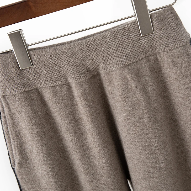 High-quality Women's Pure Wool Pencil Pants Autumn Winter High Waist Pocket Sport Pants 100% Merino Wool Knit Trousers