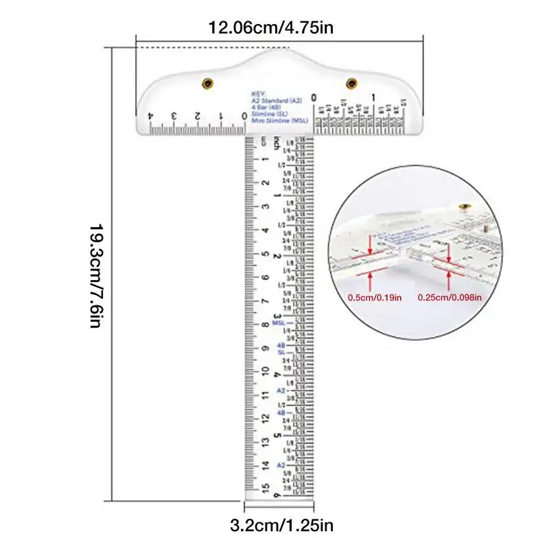 T Square Ruler Acrylic Clear Ruler For Drawing 6 Inches T Ruler T Ruler For Crafting Drafting Layout Work Art Framing & Drafting