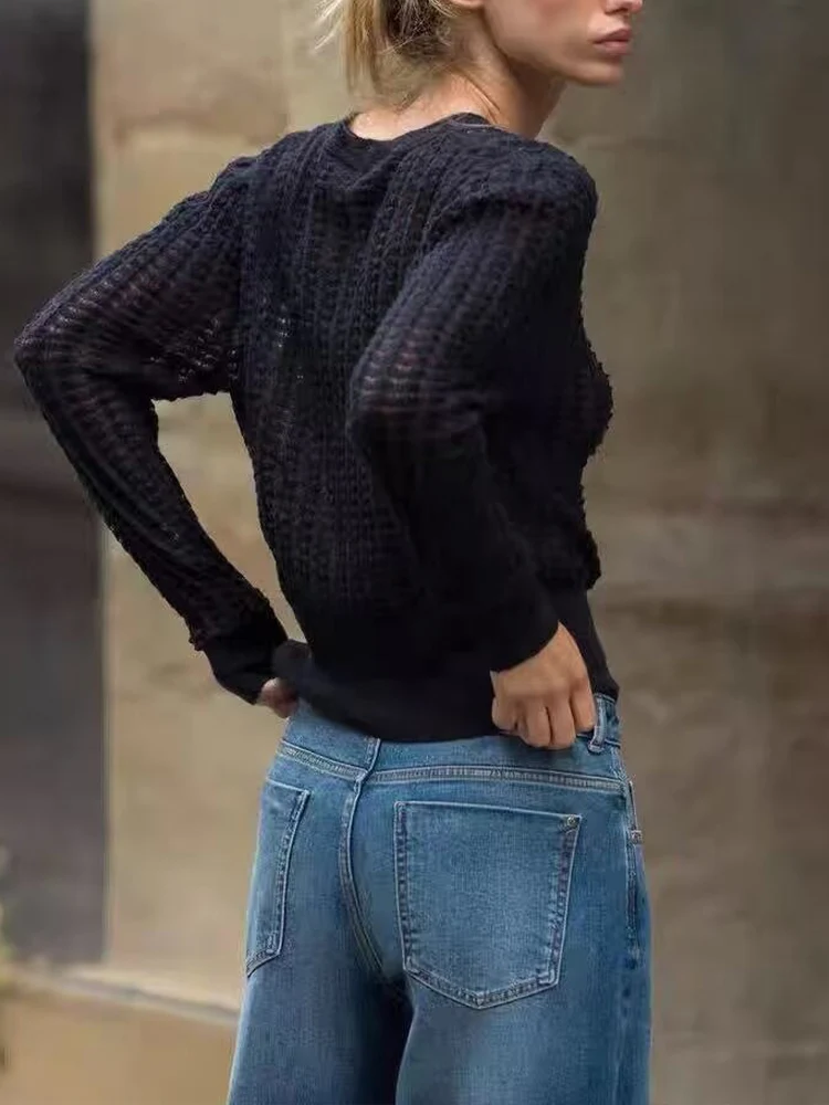 Maglione a maniche lunghe girocollo in tinta unita semplice temperamento casual da donna nuovo autunno in stile europeo e americano