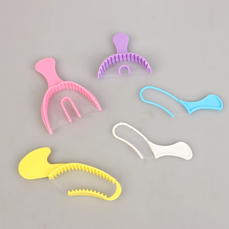 10Pcs/Pack DisposableDental Bite Registration Trays Impression Tray Mold With Net  Plastic Teeth Holder Dentist Oral Care Tools