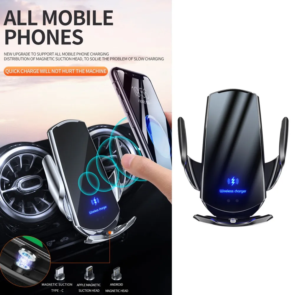 Car Mobile Phone Holder Auto-Sensing Wireless Charger Stand 66W Fast Charging for iPhone Samsung Xiaomi Car Air Vent Supports