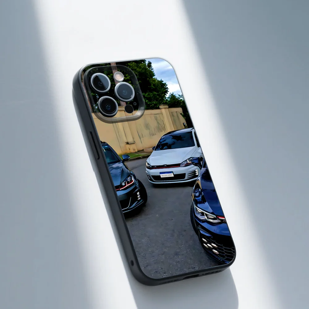 حافظة هاتف G-Golf Mk7 Car GTI لهواتف iPhone 16,15,14,13,12,11,Pro,Max,Plus,X,XS,SE,E,Mini,Soft Silicone Black Case