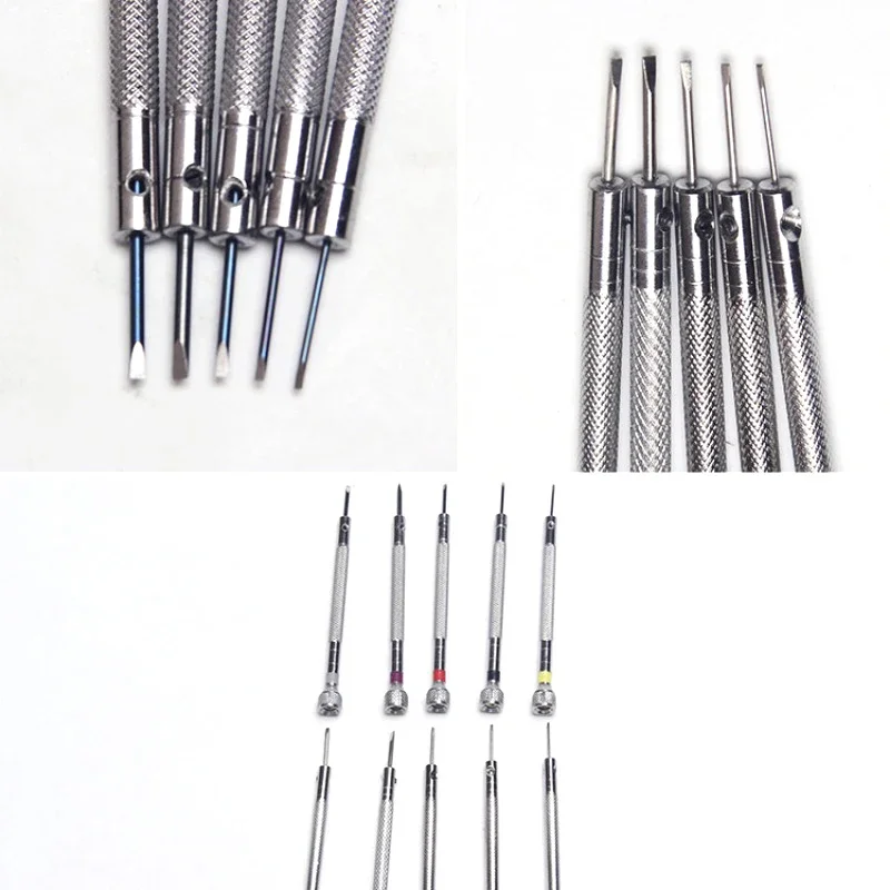 0.8-1.6mm Steel Screwdriver for Watch Repairing Portable Watch Tools Band Removal with Mini Link Pins Watchmaker Tools 5pcs/set