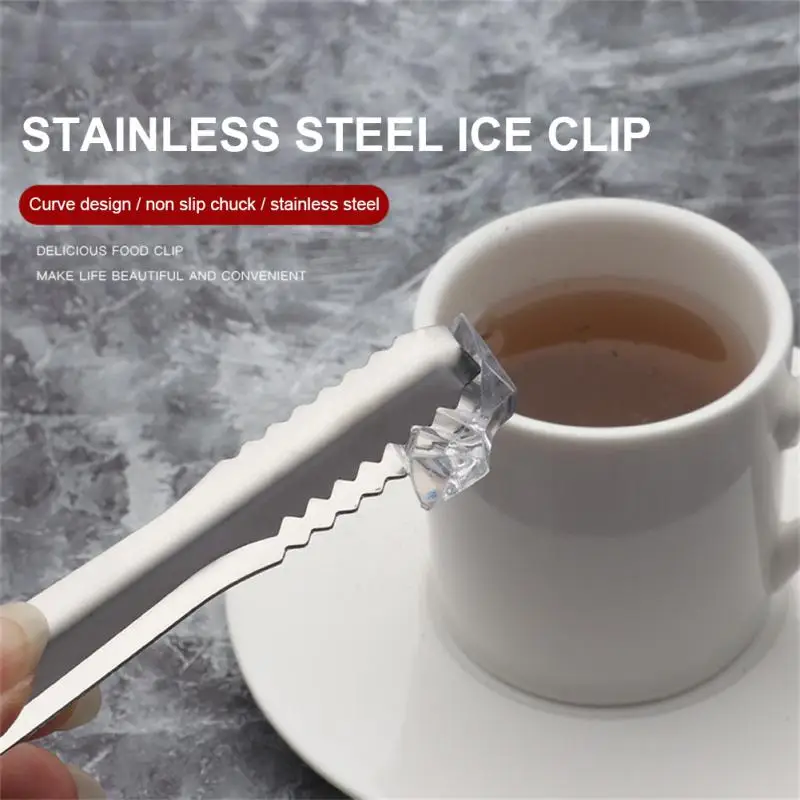 Sugar Cube Durable High Quality Stainless Steel Mini Food Clip Bar Holder Convenient Fall-proof Scallop Shape Silver