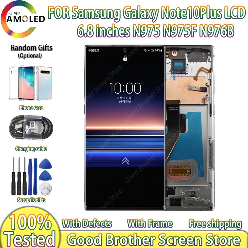 

AMOLED Screen For Samsung Galaxy Note 10 Plus Display Note10+ N975 N975F N975U Panel LCD Touch Screen Digitizer With Frame