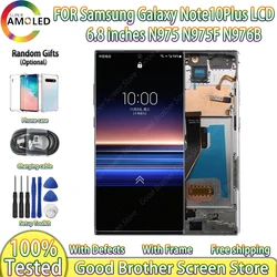 Tela Amoled para samsung galaxy note 10 plus, lcd digitalizador de tela sensível ao toque com moldura, para n975, n975f, n975u