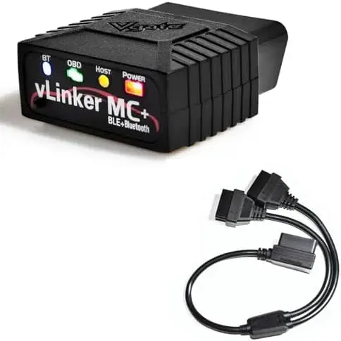 vLinker MC+ Bluetooth 4.0 (for Android, iOS, Windows) & 16 Pin OBD2 Splitter 19 inches