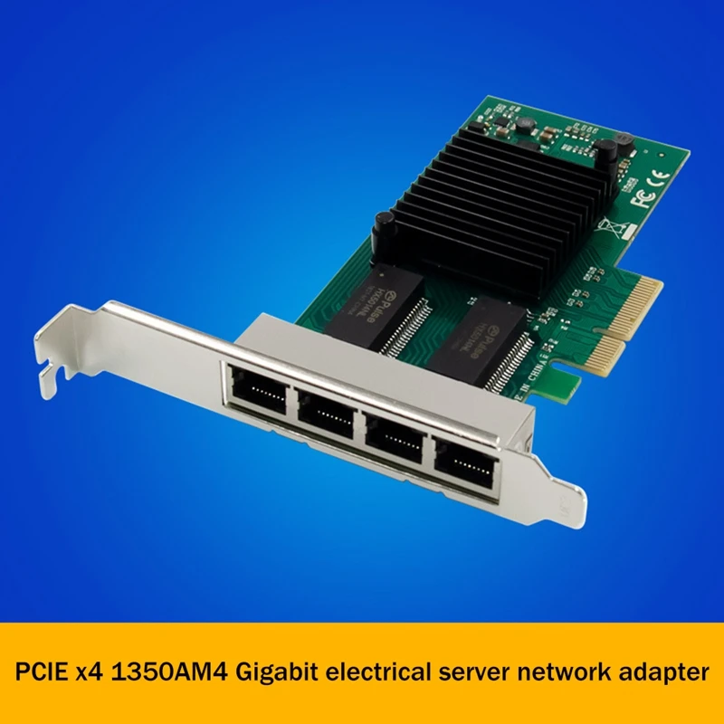 Replacement PCIE X4 1350AM4 Gigabit Server Network Card 4 Electric Port RJ45 Server Industrial Vision Network Card