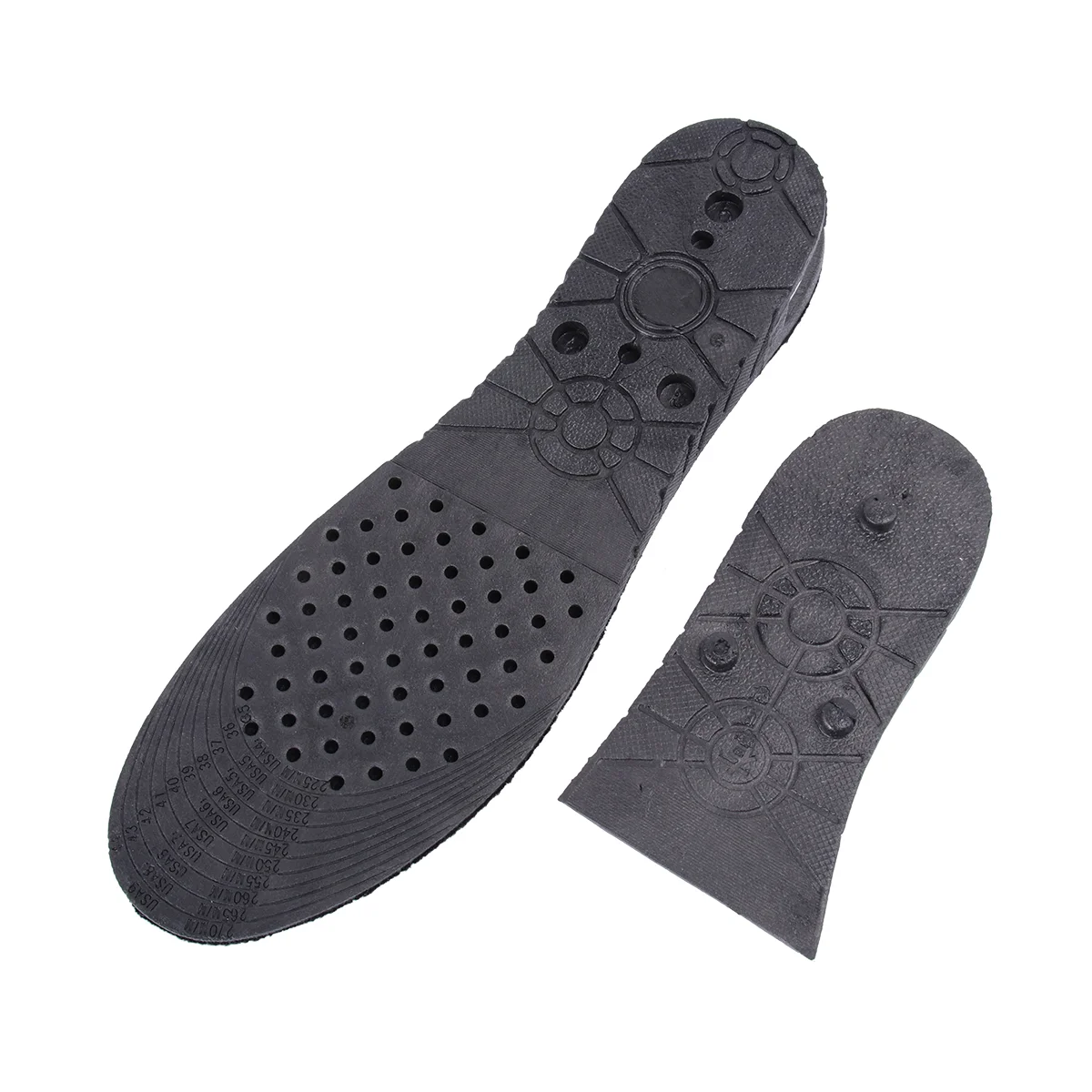 5cm Height 2-layer Adjustable Womens Invisible PU Increased Insoles Elevator Insoles Shoe Pads - Size 35-46(Black)