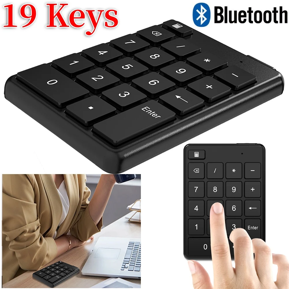 19 Keys Bluetooth-compatible Wireless Numeric Keypads Portable Mini Digital Numpad Financial Accounting Keyboard For Laptop PC