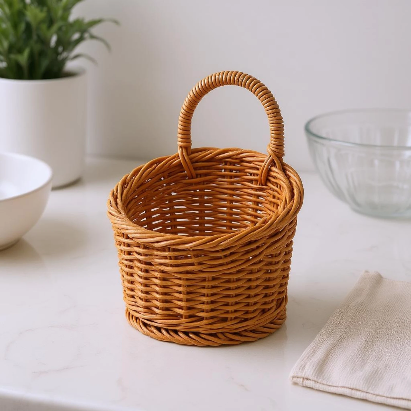 Hanging Wall Basket Decor Uncovered Top Hanging Wicker Basket Rustic Charm Bohemian Style