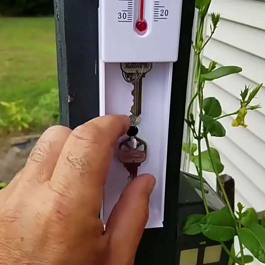 

Thermometer Key Storage Box Outdoor Waterproof Hidden Key Holder for House Office Garden Discreet Placement Outdoor Thermometer