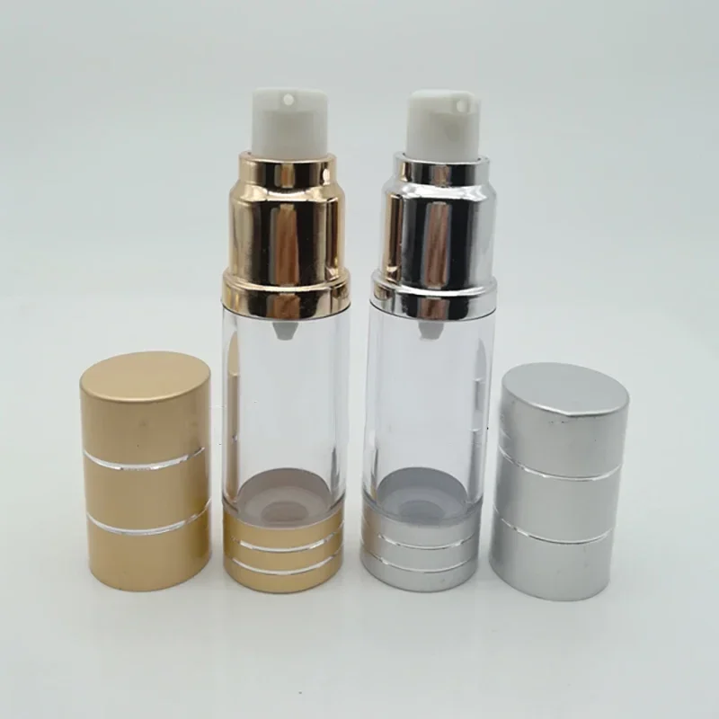 50ml 30ml 15ml ทองเงินพลาสติกปั๊มสุญญากาศขวด Essential Oil Foundation ครีมรีฟิลคอนเทนเนอร์