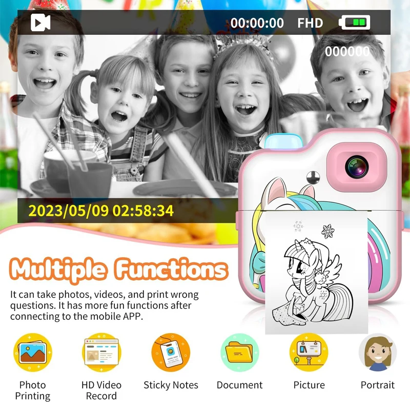 Kinder Kamera Mini Instant Print Digital kamera 32g tf Karte Inkless Druckpapier Kinder Video Lernspiel zeug für Kinder Geschenk