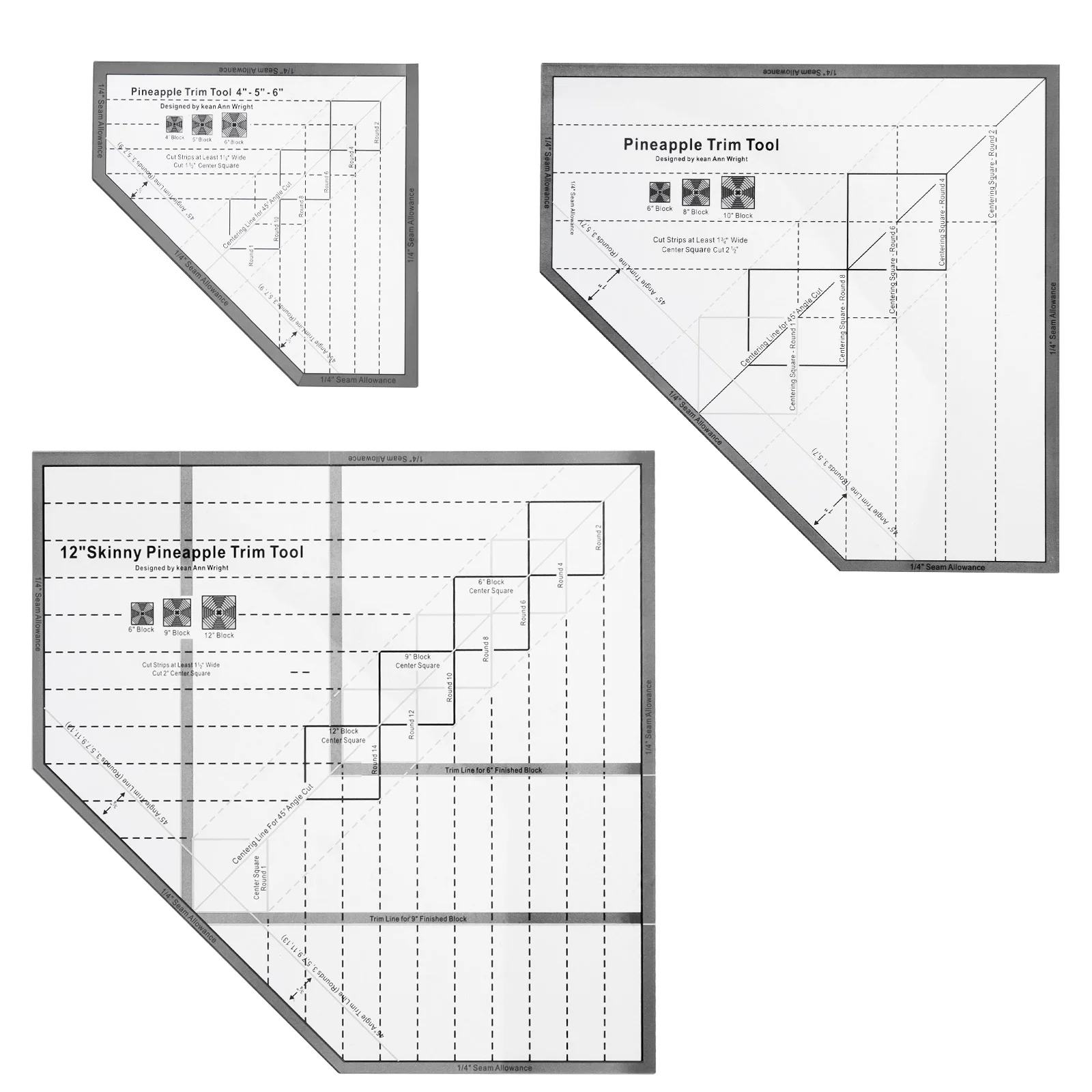 

3pcs Acrylic Guide Template Homemade Pineapple Quilting Ruler for Quilting Crafting Patchwork Pineapple Block Template Ruler Set