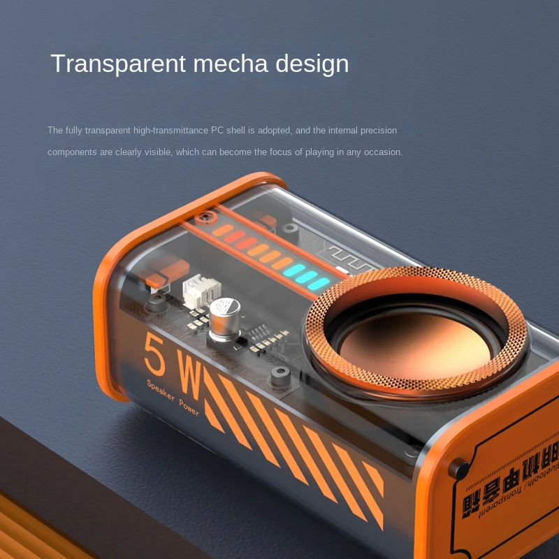 K07 Transparent mecha small steel gun Bluetooth 5.0 Speaker Audio-Optic Rhythm Subwoofer TWS  Lamp Control Mobilephone Handsfree