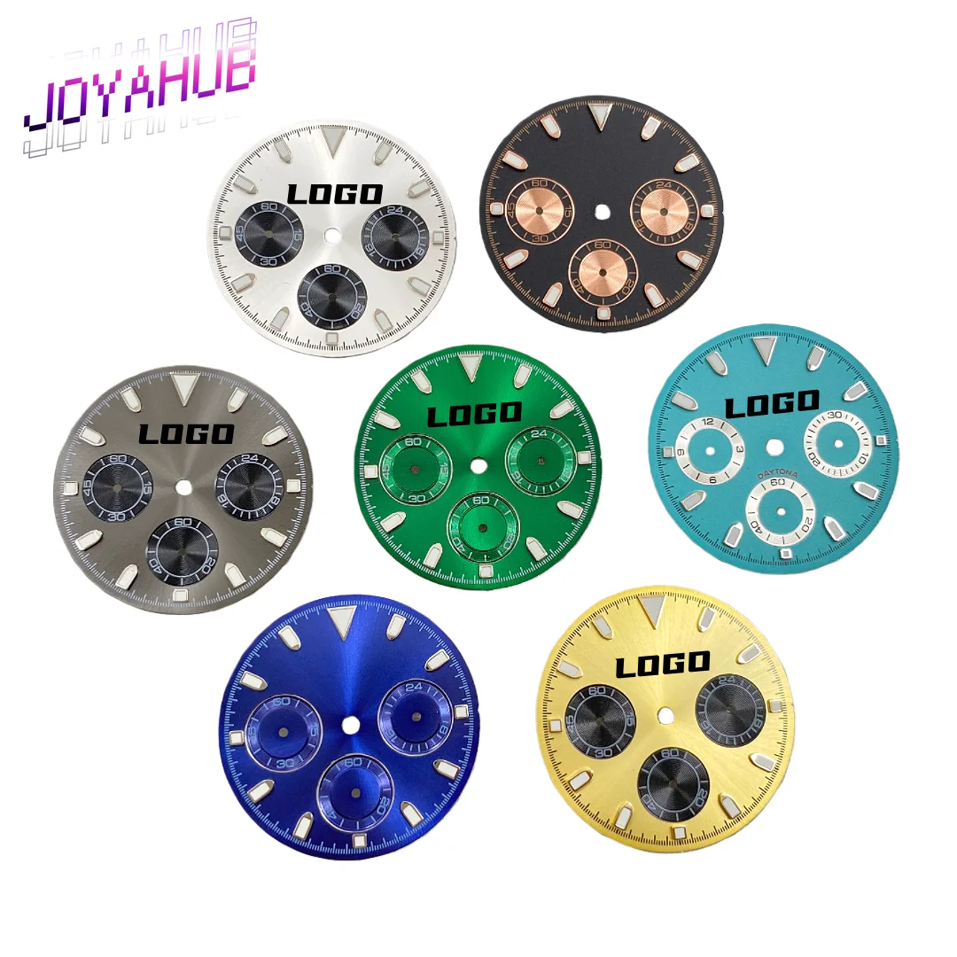 شعار مخصص رائع 29.5 مللي متر قرص مضيء متعدد الوظائف توقيت الباندا الطلب ، مناسبة لتركيب حركة الكوارتز VK63 OEM #1