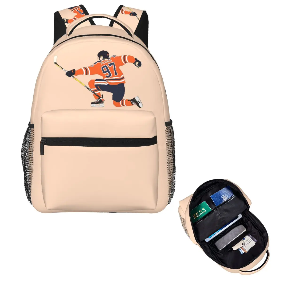 

Рюкзак Connor McDavid 97 для фанатов Edmonton Oilers, Лидер продаж, рюкзак большой емкости для мальчиков и девочек, школьная сумка, сумки на плечо