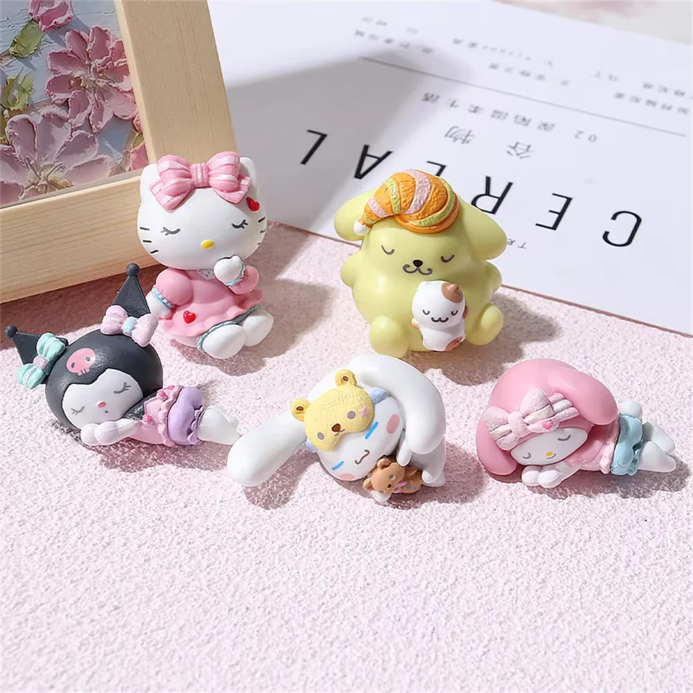 

5 шт./компл. Kawaii Sanrio Hello Kitty Kuromi кукла с закрытым глазом мультфильм Cinnamoroll Melody студенческий настольный декоративный орнамент подарки