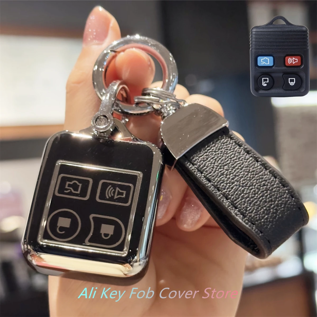 Osลona na breloczek z brelokiem brelok do kluczykรณw samochodowych smyczy dla Ford Mustang Focus Explorer Edge Taurus, etui na kluczyk/pilota do