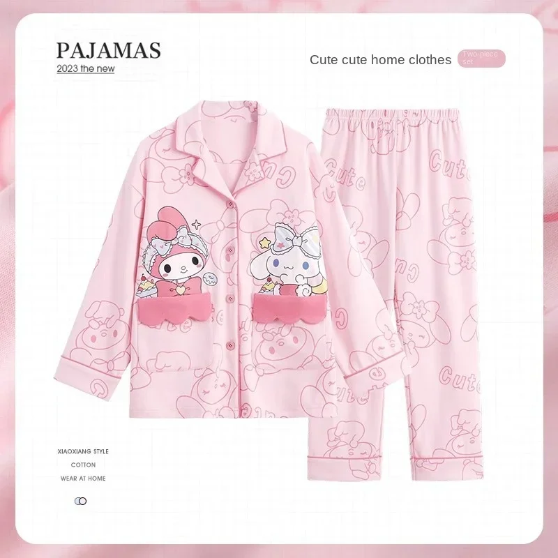 Miniso Summer Cartoon Children\'s Pajamas Casual Long Sleeved Set Girls Short Sleeved Shorts Little Girl Home Clothing Gifts