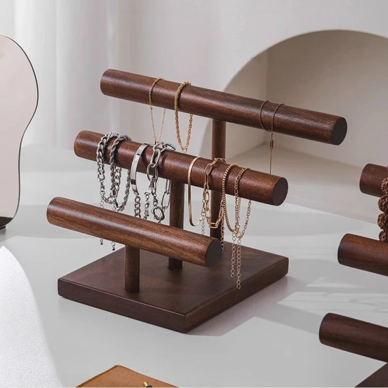 

Walnut wood jewelry rack, accessory necklace storage rack, bracelet display, home storage