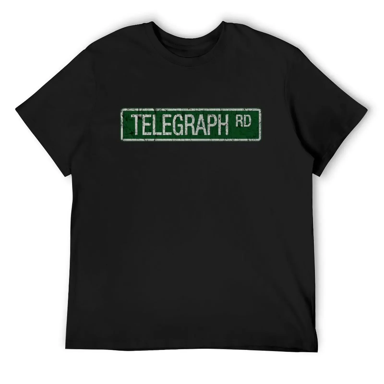 

Telegraph Road green and white street sign cracked T-Shirt vintage anime shirt vintage kawaii clothes t shirt men 100℅ cotton