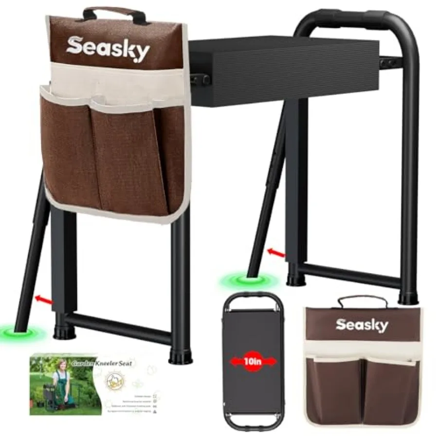 

Foldable Garden Kneeler and Seat, Anti-Tipping Gardening Bench Widened Thick Soft Kneeling Pad, Heavy Duty Gardening Stool with