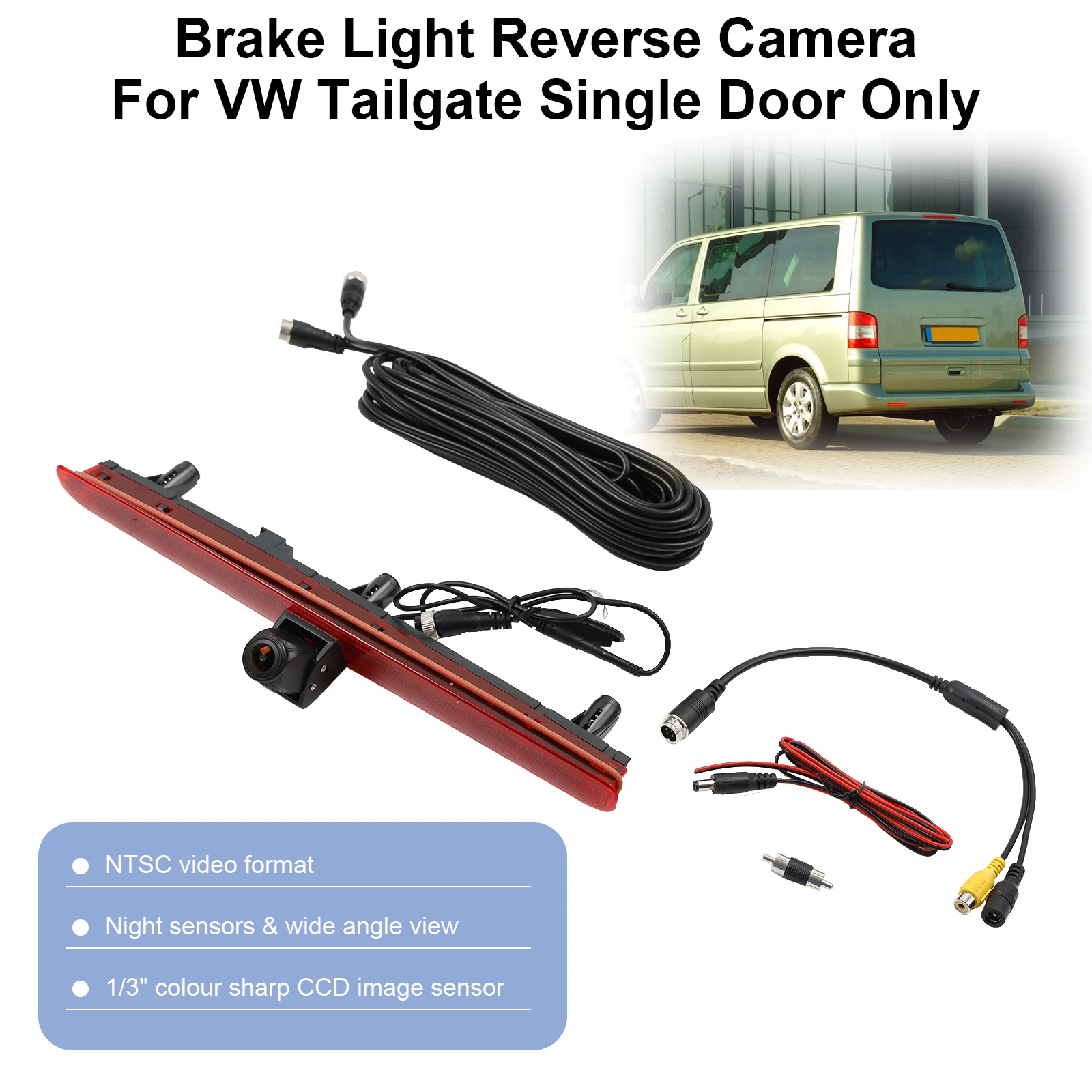 Artudatech Reverse Camera For VW Transporter T5 T5.1 Brake Light Tailgate Single Door Only