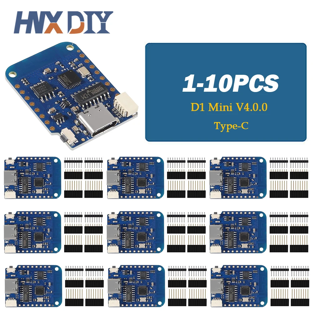 1-10PCS WEMOS D1 Mini V4.0.0 TYPE-C WIFI Internet of Things Board based ESP8266 4MB LOLIN 12C MicroPython Nodemcu For Arduino