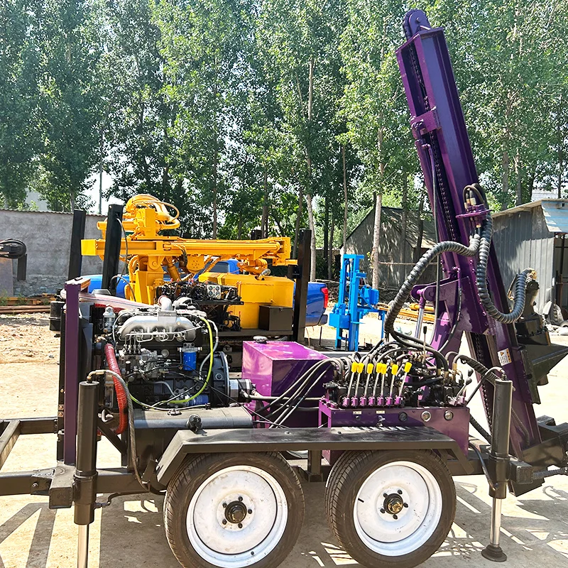 Customized High Quality EPA Diesel Engine Drilling Rig For Water Well Wheeled Water Well Drilling Rig for sale