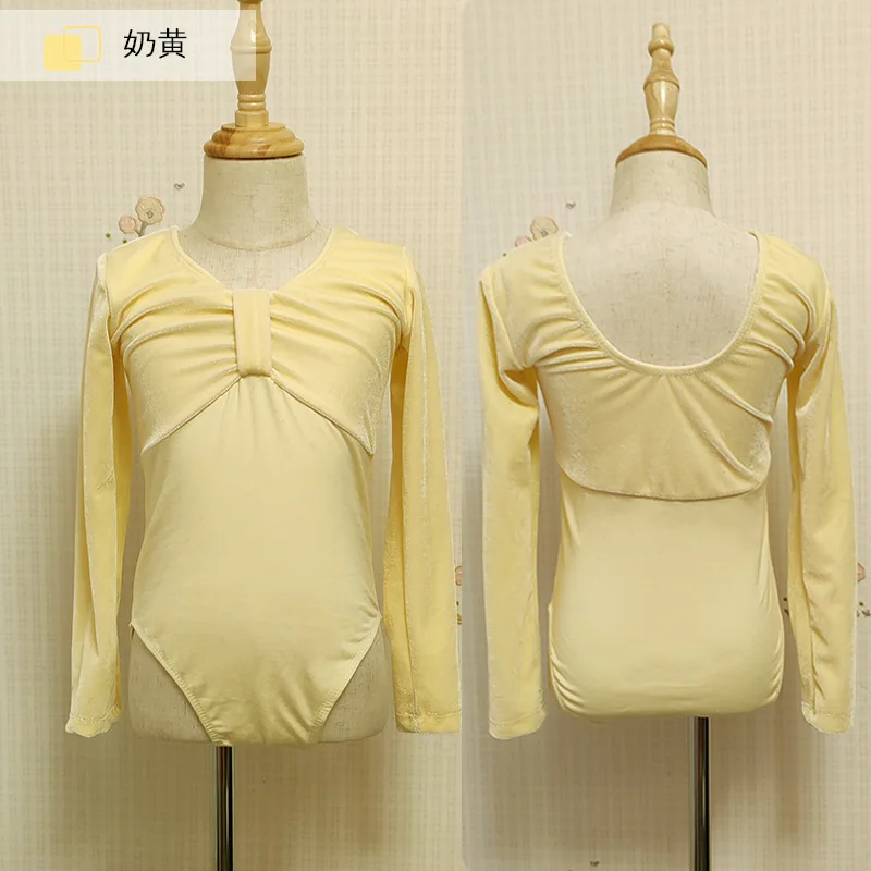 أطفال Pleuche يوتار ملابس الرقص طويلة الأكمام رومبير الأطفال الباليه الجمباز ممارسة موحدة ثياب الفتيات الملابس