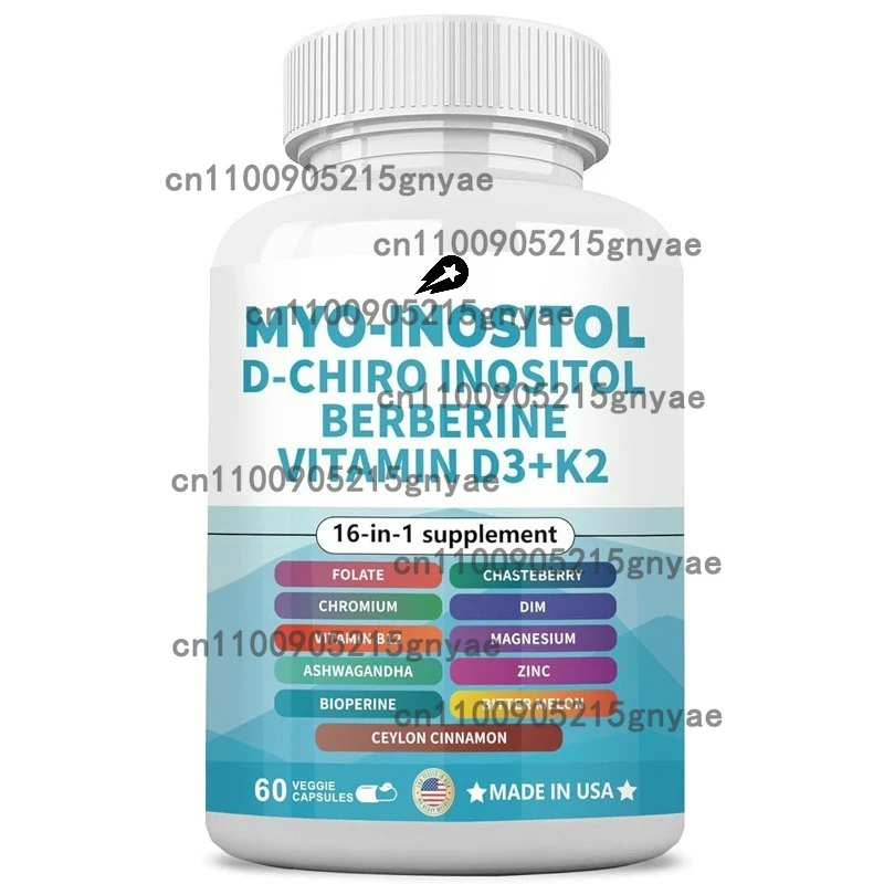 

Высококачественная инозиольная добавка D-Chiro Инозитол с фолической кислотой и витамином D B8 Поддержка здорового яичника-60 капсул