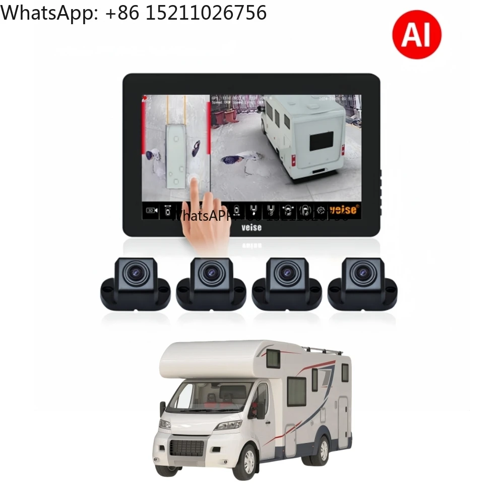 

All in ONE Machine 4 Cameras 3D 360 Degree AVM Bird View Panorama AI Truck Bus Reverse Camera System for Truck RV Bus Camper